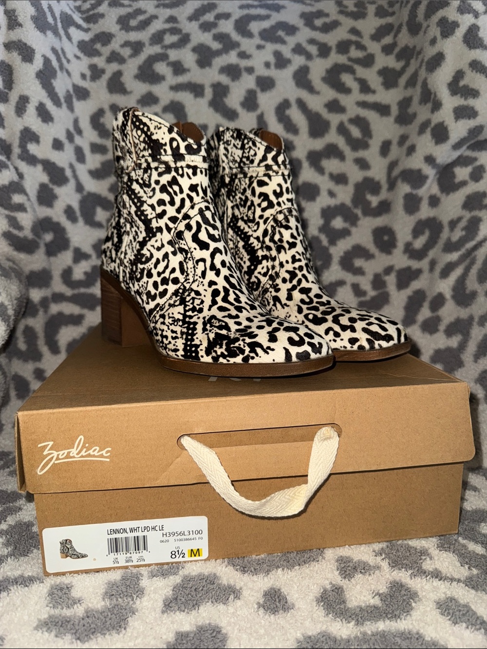 Zodiac Leopard Print Hair On Hide Ankle Boots- Women’s 8.5